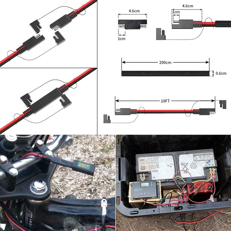 ELFCULB 16AWG 10FT SAE Extension Cable 3/6/10/20/35/50FT Quick Disconnect Wire Harness with SAE Connector for Automotive RV Battery Solar Panel - Image 5